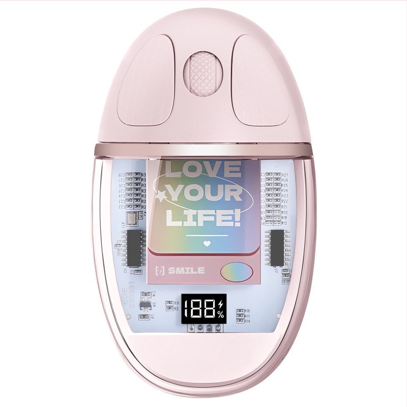 Mouse optic fără fir transparent pentru iPad, Bluetooth + 2.4G, 1000DPI, USB-C, 3 butoane, reîncărcabil