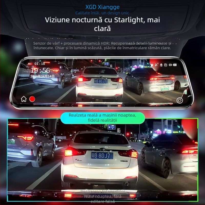 Aparat de înregistrare auto cu lentile duale, față și spate, 2160p, 5MP, 256GB, Wi-Fi