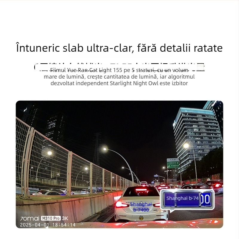 Camera de bord 70Mai M310 Pro 3K HD Viziune nocturnă Monitor pentru parcare fără fir Model 2025