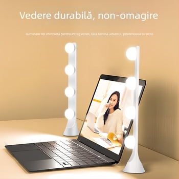 Lumină de umplere pentru livestream pe birou, cu două rânduri LED, 10–50W, 110–220V, temperatură a culorii în trei trepte
