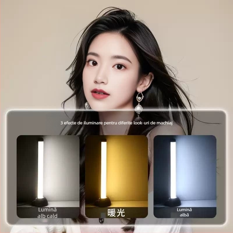 Lumină LED de umplere pentru streaming pe desktop — iluminare cu două rânduri, iluminare pe ambele părți, 5W, 5V, trei temperaturi de culoare, model PD-62, personalizabil