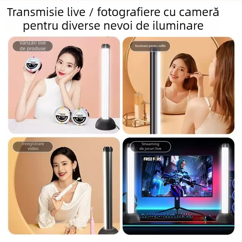 Lumină LED de umplere pentru streaming pe desktop — iluminare cu două rânduri, iluminare pe ambele părți, 5W, 5V, trei temperaturi de culoare, model PD-62, personalizabil