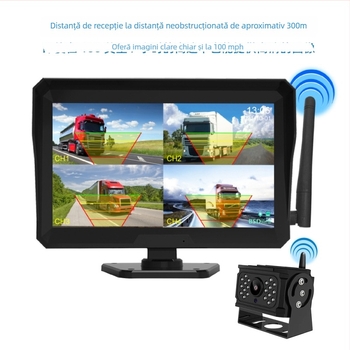 Dash cam de camion cu obiectiv dual față-spate, 1080p, unghi de vizualizare 120°, viziune de noapte Starlight, WiFi