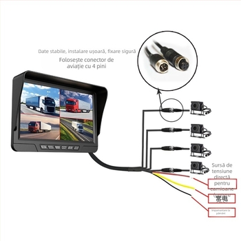 Dash cam de camion cu obiectiv dual față-spate, 1080p, unghi de vizualizare 120°, viziune de noapte Starlight, WiFi