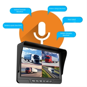 Dash cam de camion cu obiectiv dual față-spate, 1080p, unghi de vizualizare 120°, viziune de noapte Starlight, WiFi