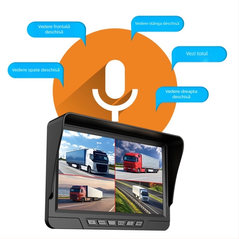 Dash cam de camion cu obiectiv dual față-spate, 1080p, unghi de vizualizare 120°, viziune de noapte Starlight, WiFi