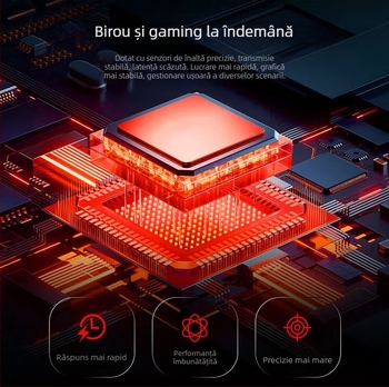 Mouse mecanic reîncărcabil dual-mode, design perforat, pentru birou și jocuri, DPI 4000, 5 butoane, model 358, greutate 73 g