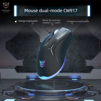Mouse fără fir ONIKUMA CW917 (2.4GHz wireless + USB cablat, 7 butoane, DPI în 5 niveluri, reîncărcabil, design ergonomic)