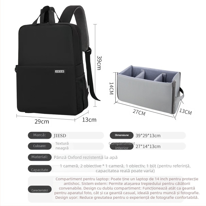 Rucsac pentru camere DSLR și Mirrorless, Unisex, Dublu strat, Corduroy