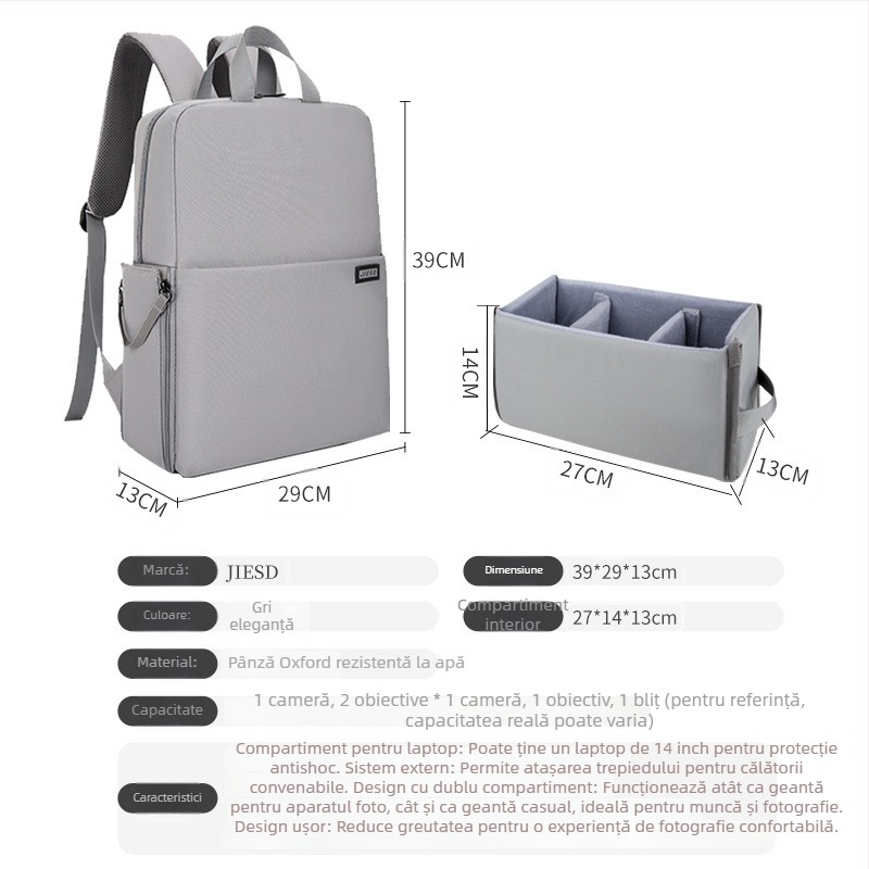 Rucsac pentru camere DSLR și Mirrorless, Unisex, Dublu strat, Corduroy