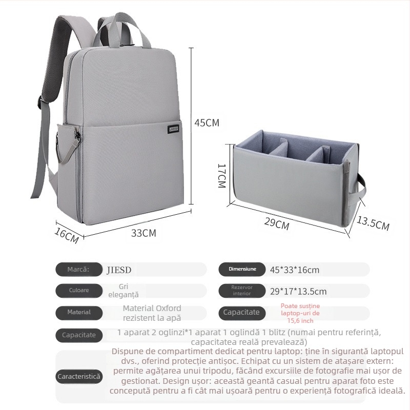 Rucsac pentru camere DSLR și Mirrorless, Unisex, Dublu strat, Corduroy