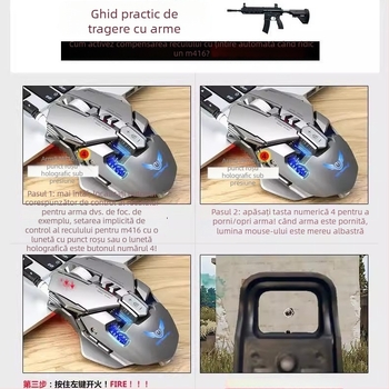 Mouse mecanic de gaming cablat G9, pentru laptop și desktop, USB, 3200 DPI, 7 butoane, compatibil PUBG