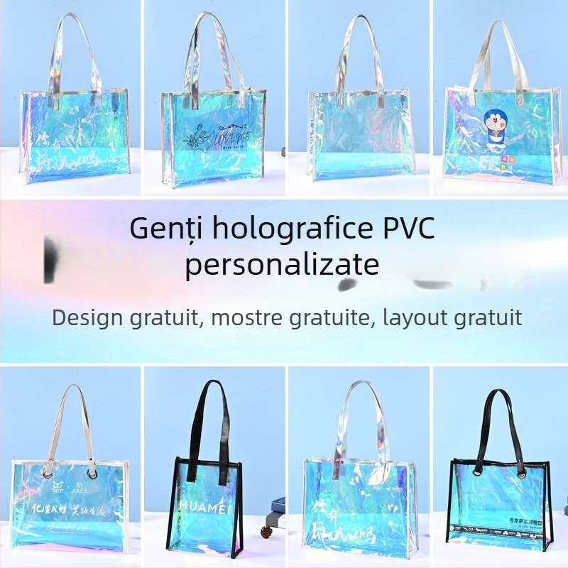 Geantă tote din PVC cu laser – capacitate mare, margini cu laser, personalizare cu grosime dublă