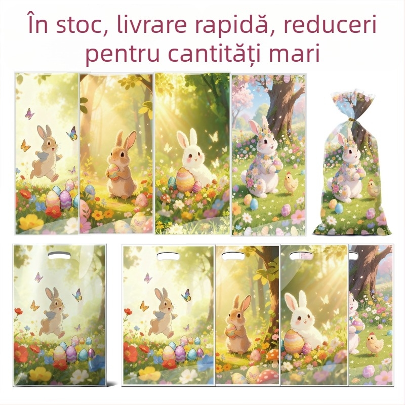 Geantă de ambalare 3D cu iepuraș pentru bomboane, plastic, laminare, imprimare logo, utilizare zilnică, Youze