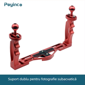 Braț subacvial din aliaj de aluminiu pentru carcasa GoPro/Xiaoyi, model PY-046, braț de iluminare cu două mâini, 3 noduri, greutate 0,556 kg
