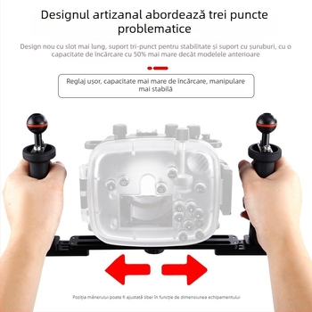 Braț subacvial din aliaj de aluminiu pentru carcasa GoPro/Xiaoyi, model PY-046, braț de iluminare cu două mâini, 3 noduri, greutate 0,556 kg