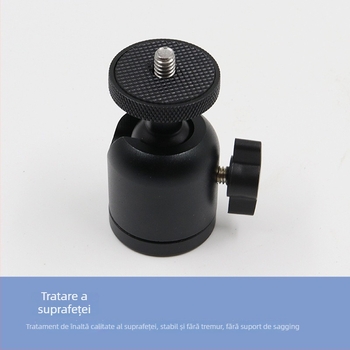 Trepied mic cu cap balon, construcție metalică, șurub de 1/4 inch, pentru telefon și cameră, greutate aproximativă 101,8 g.