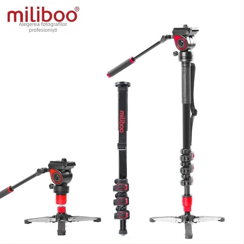 Monopod Mibo MQA pentru DSLR cu cap hidraulic, 4 secțiuni din aliaj de aluminiu, încărcare 2–5 kg, Placă de eliberare rapidă inclusă