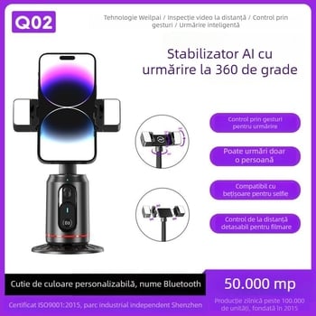Stabilizator pentru smartphone cu urmărire automată a feței, mișcare pan-tilt de 360°, fără aplicație, ABS