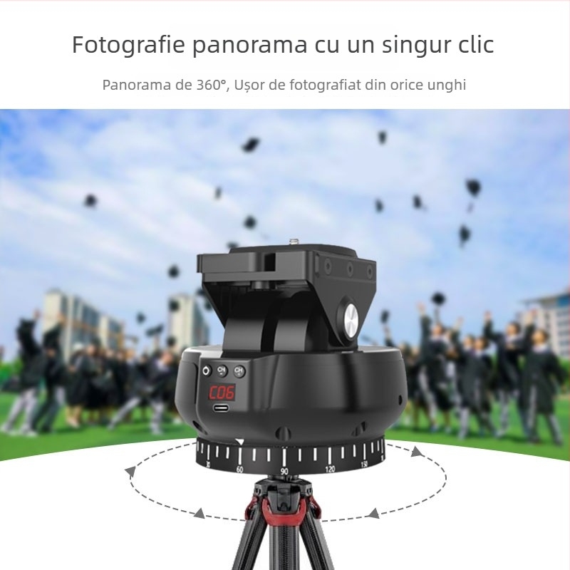 YT1200 Stabilizator gimbal electric cu pan/tilt 360°, telecomandă, stabilizator pe două axe pentru telefoane și camere, 9 viteze de rotație