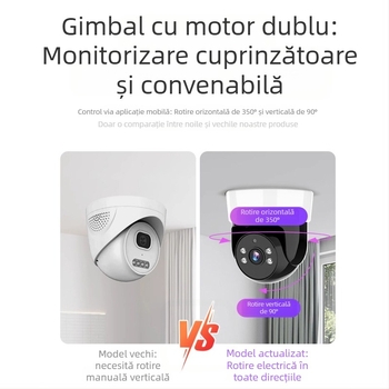 Cameră WiFi cu gimbal pentru intrare la ușă, control prin smartphone - HD, 0,01 lux, SNR >20dB, -20°C până la 55°C, 12V, compatibil interior/ exterior