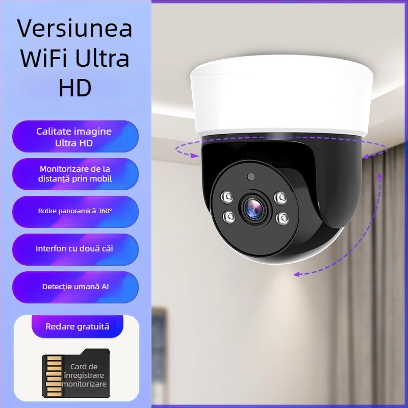 Cameră WiFi cu gimbal pentru intrare la ușă, control prin smartphone - HD, 0,01 lux, SNR >20dB, -20°C până la 55°C, 12V, compatibil interior/ exterior