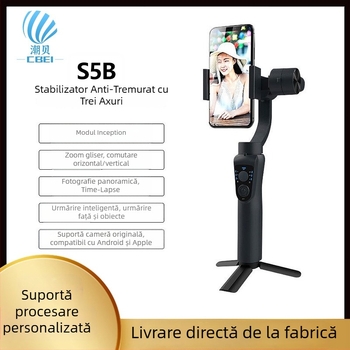 S5B Stabilizator de mână pentru telefoane mobile, gimbal cu trei axe antișoc, recunoaștere facială, rotație orizontală 360° / verticală 90°