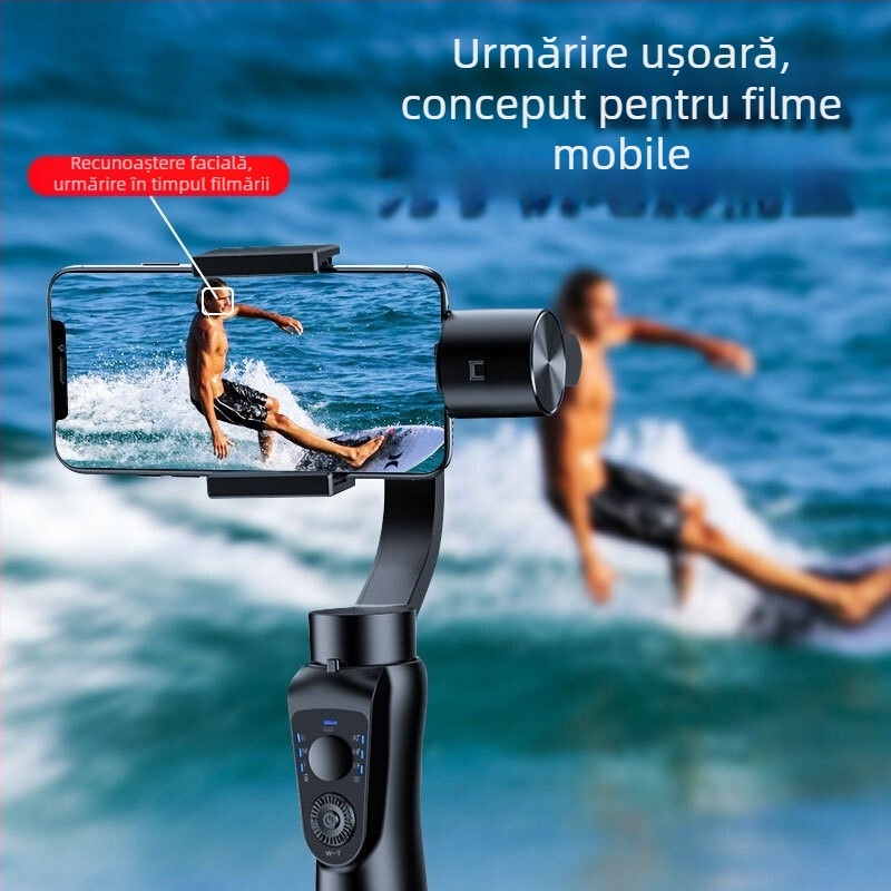 S5B Stabilizator de mână pentru telefoane mobile, gimbal cu trei axe antișoc, recunoaștere facială, rotație orizontală 360° / verticală 90°