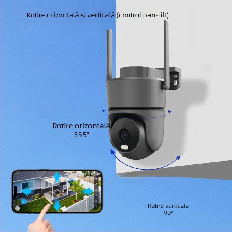 Cameră cu gimbal pentru smartphone, alertă automată și urmărire a unei persoane, 355° rotație orizontală, 90° rotație verticală, limită de rotație 355°, carcasă PTZ din plastic, alimentare DC 5V, montaj pe perete