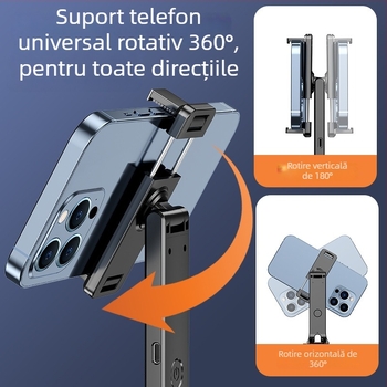 Selfie stick pentru telefon cu pan-tilt 360° urmărire și stabilizator cu patru axe pentru streaming live și fotografie