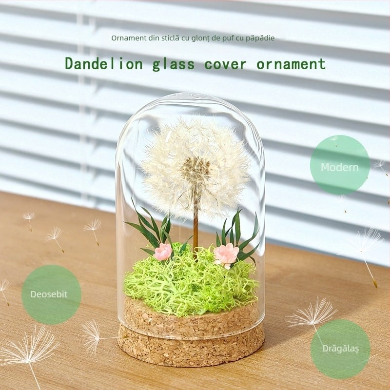 Floare de păpădie conservată sub cupolă de sticlă - cadou, suvenir