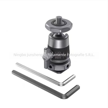 Suport pentru cameră și monitor cu gimbal, CNC hot shoe și cold shoe, aliaj de aluminiu, rotație orizontală 360°, înclinare verticală 90°, montaj cu filet