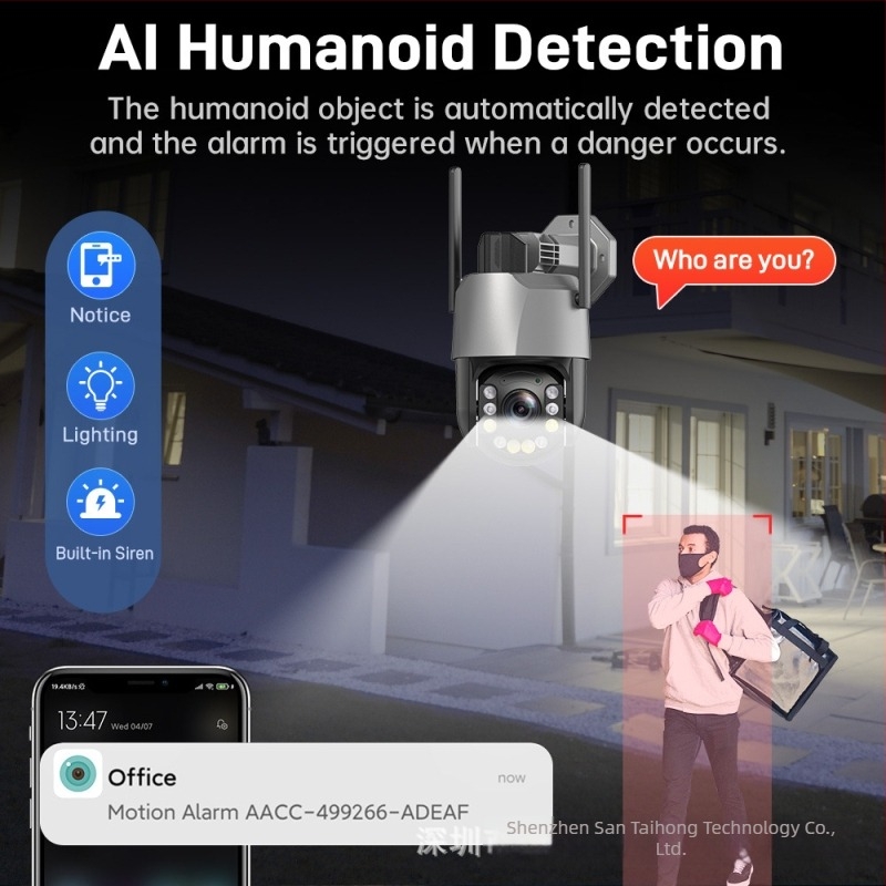Cameră wireless de exterior WiFi - Viziune nocturnă 0,01 lux, utilizare în exterior, alimentare 12V, SNR >46 dB
