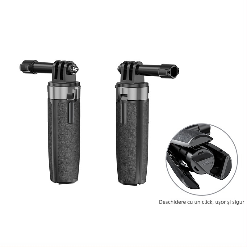 Tripod pentru DJI Pocket 3 și camere de acțiune — aliaj de aluminiu, design cu 5 secțiuni, încărcare 2–5 kg, greutate 350 g, dimensiuni 5×6×15 cm