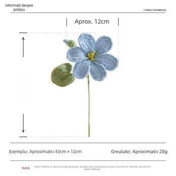Floare tricotată manual din lână – lalea uscată, personalizare DIY, ambalaj în pungă OPP