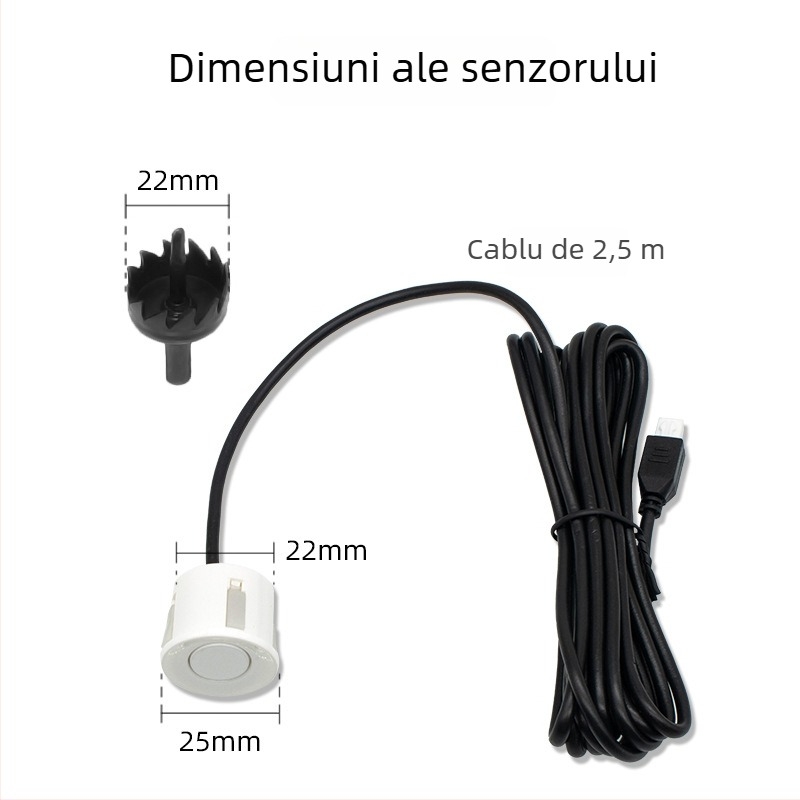 Radar de parcare universal pentru mașină, afișaj LED în formă de semilună, 8 sonde, avertizare sonoră, alimentare 12V