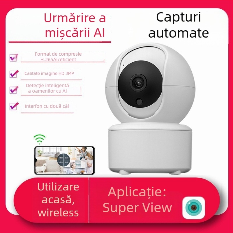 ICSEE Cameră wireless pentru casă — alimentare 5V, PTZ din Plastic, montaj pe perete, pe tavan sau pe suprafață plană