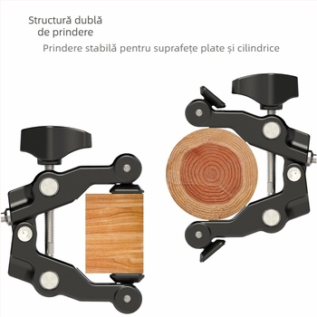 Set Crab Claw Clamp pentru fotografie – LC100, aliaj de aluminiu + oțel inoxidabil, sarcină maximă 1,5 kg, pentru telefoane mobile și camere de acțiune, greutate 233 g