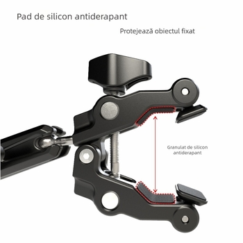 Set Crab Claw Clamp pentru fotografie – LC100, aliaj de aluminiu + oțel inoxidabil, sarcină maximă 1,5 kg, pentru telefoane mobile și camere de acțiune, greutate 233 g