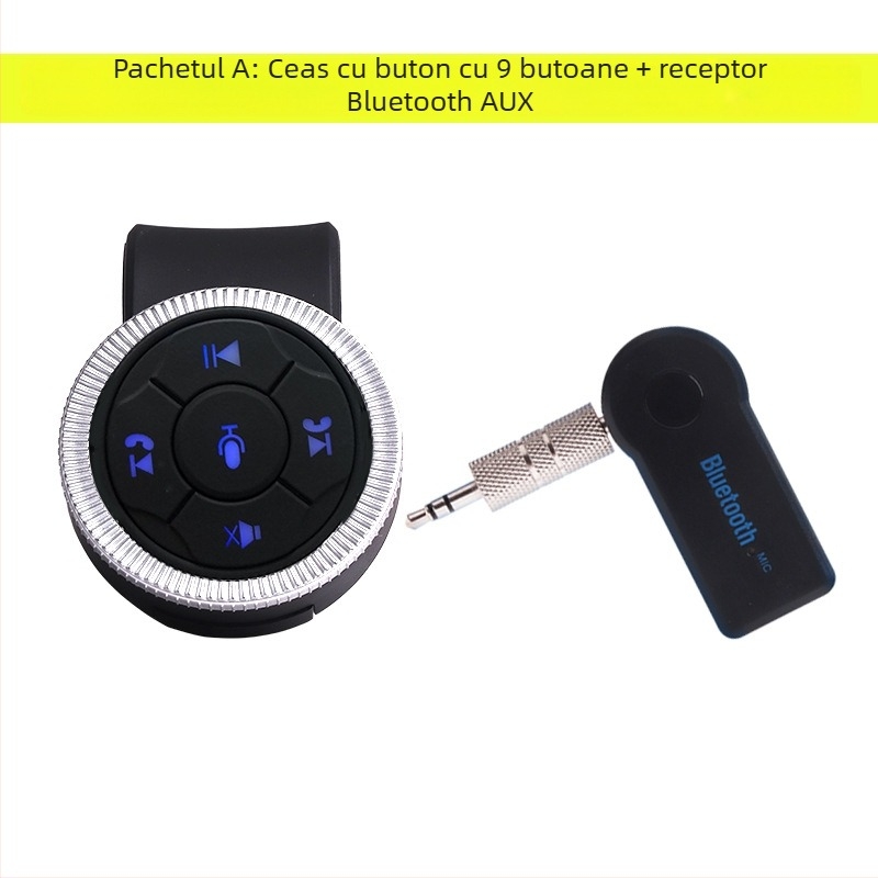 Receptor Bluetooth pentru volanul mașinii cu MP3 player, plug‑and‑play hands-free, carcasă ABS, intrare 5V, cablu 3 m