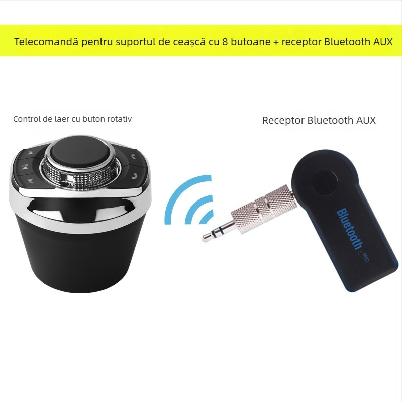 Receptor Bluetooth pentru volanul mașinii cu MP3 player, plug‑and‑play hands-free, carcasă ABS, intrare 5V, cablu 3 m