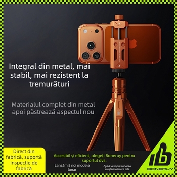 Boneruy Suport de telefon pentru birou cu braț rotativ și trepied – Universal pentru streaming live, aliaj de aluminiu, 125 g