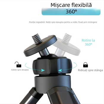 Trepied de birou stabil pentru streaming, suport PTZ compact și portabil, model ZM-161, materiale aliaj de aluminiu + plastic, greutate 0,065 kg, capacitate de încărcare sub 2 kg
