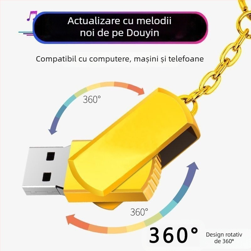 USB muzical pentru mașină - sunet de înaltă calitate, suport video MV, lossless (64GB, 5500 de melodii)