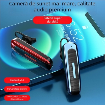 Cască Bluetooth fără fir 5.0, monofon, design compact pentru mașină, apeluri hands-free, autonomie lungă, IPX4 rezistent la apă, latență redusă pentru sport