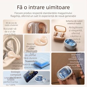 Căști wireless cu conducție osoasă H16, clip-on, Bluetooth 5.3, autonomie lungă, căști inteligente pentru sport