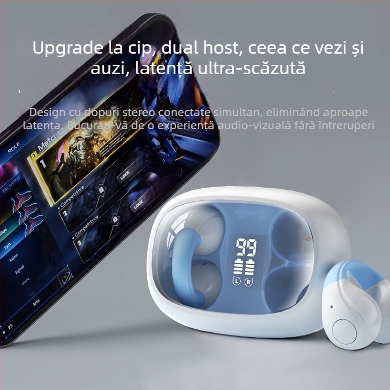 Căști wireless cu conducție osoasă H16, clip-on, Bluetooth 5.3, autonomie lungă, căști inteligente pentru sport