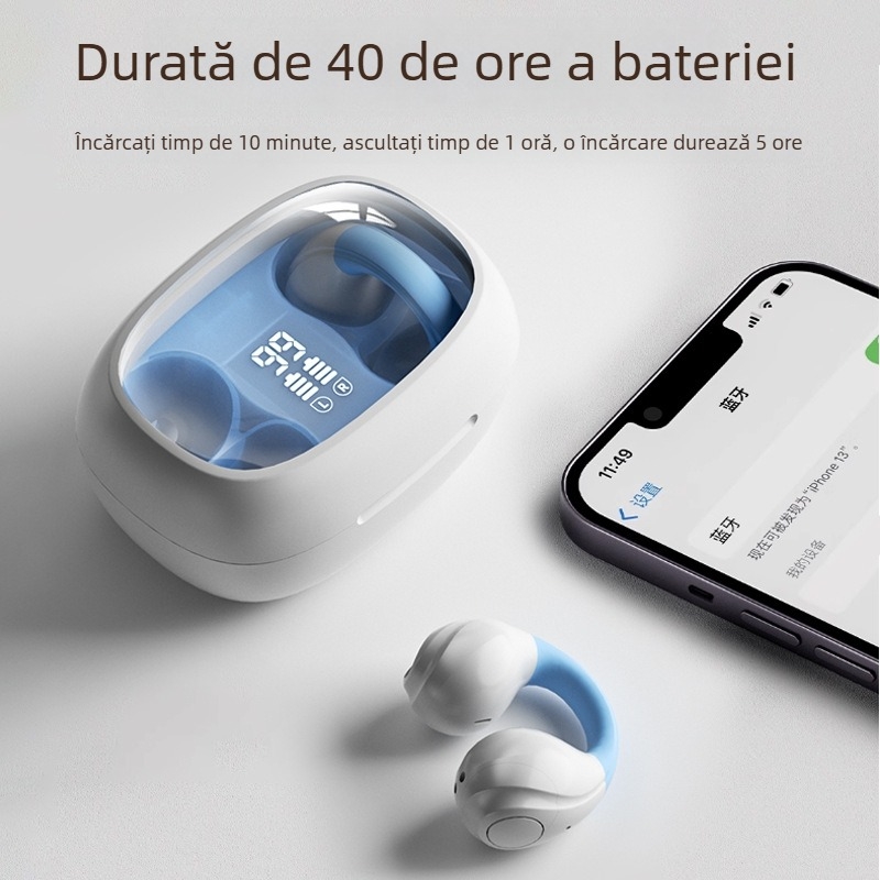 Căști wireless cu conducție osoasă H16, clip-on, Bluetooth 5.3, autonomie lungă, căști inteligente pentru sport