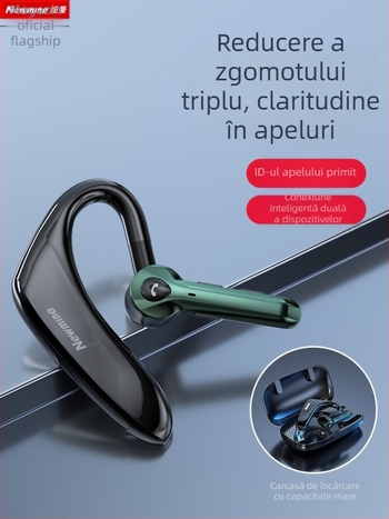 Căști Bluetooth fără fir, cu un singur difuzor pentru ureche, stil sport, pentru condus, reducere zgomot, autonomie ultra-lungă a bateriei