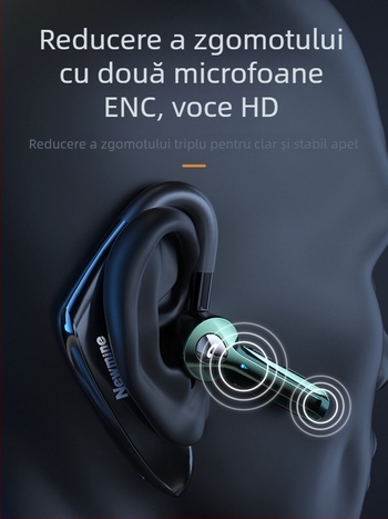 Căști Bluetooth fără fir, cu un singur difuzor pentru ureche, stil sport, pentru condus, reducere zgomot, autonomie ultra-lungă a bateriei